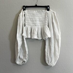 White Smocked Off-Shoulder Top